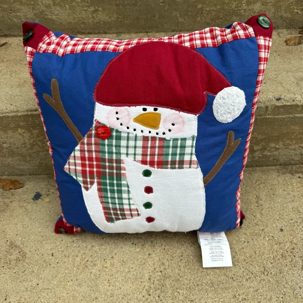 Town & Country Living Holiday Snowman Pillow Farmhouse Christmas‎ Countrycore